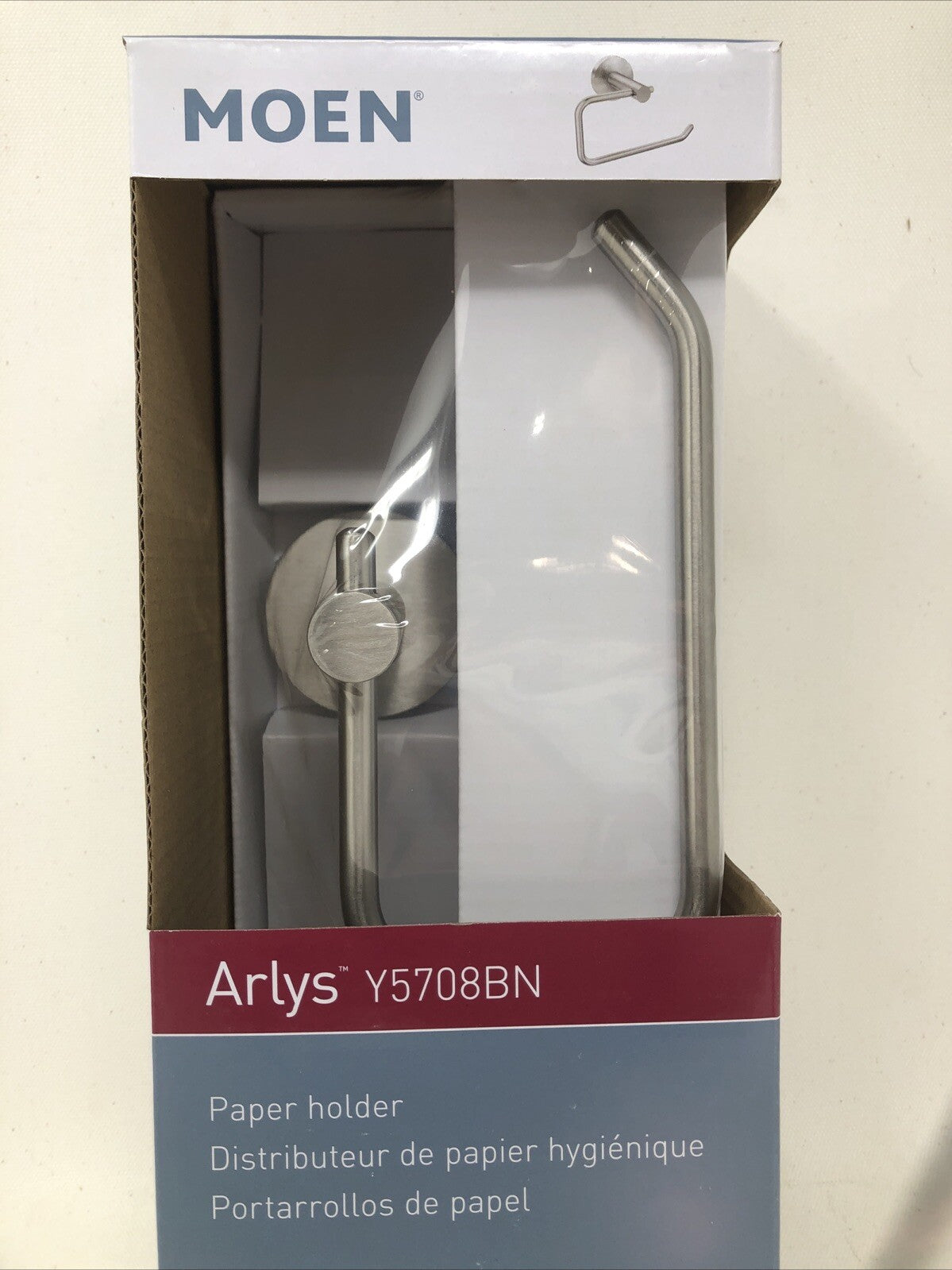 Moen Arlys Brushed Nickel Silver Toilet Paper Holder Y5708BN