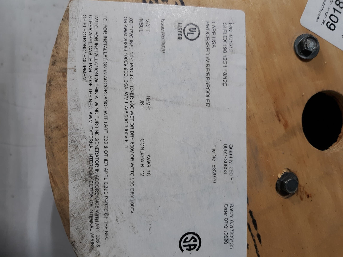 Lapp Group 601812 Cable, 12C, 18AWG, 19x30, BC, PVC ins, Gray PVC jkt, 100ft