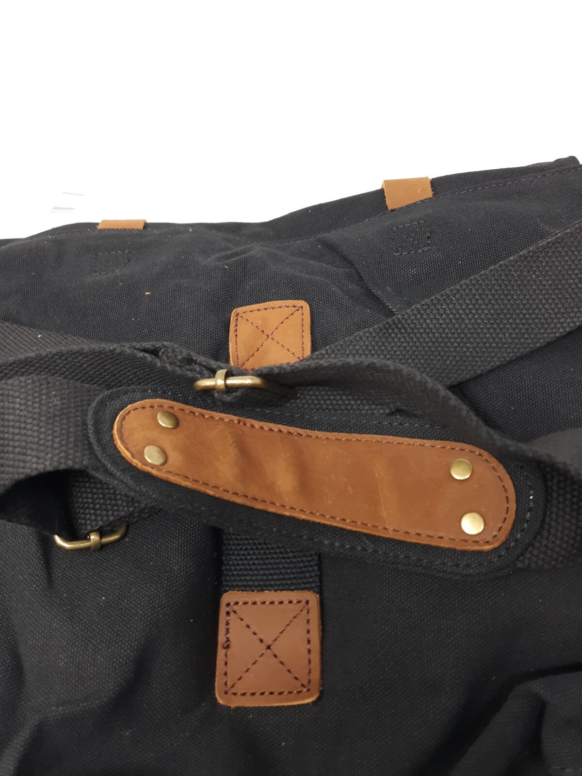 Sechunk Vintage Military-Style Canvas Messenger Bag - Black