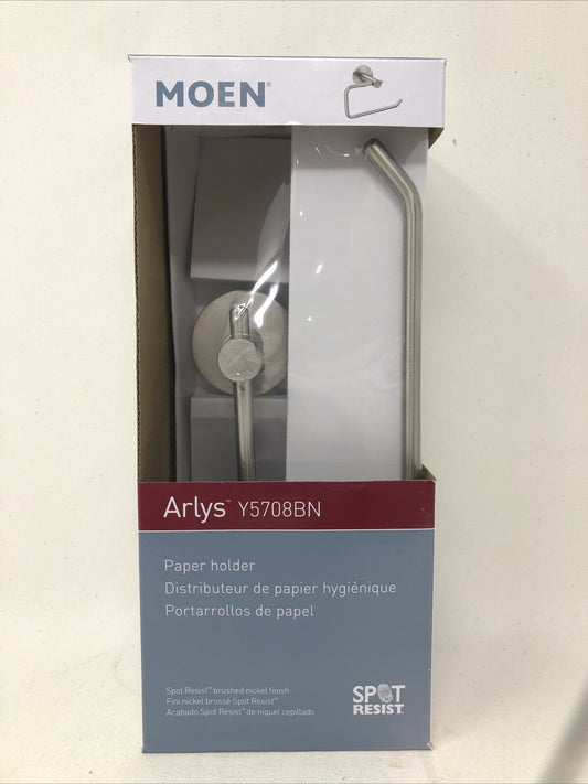 Moen Arlys Brushed Nickel Silver Toilet Paper Holder Y5708BN
