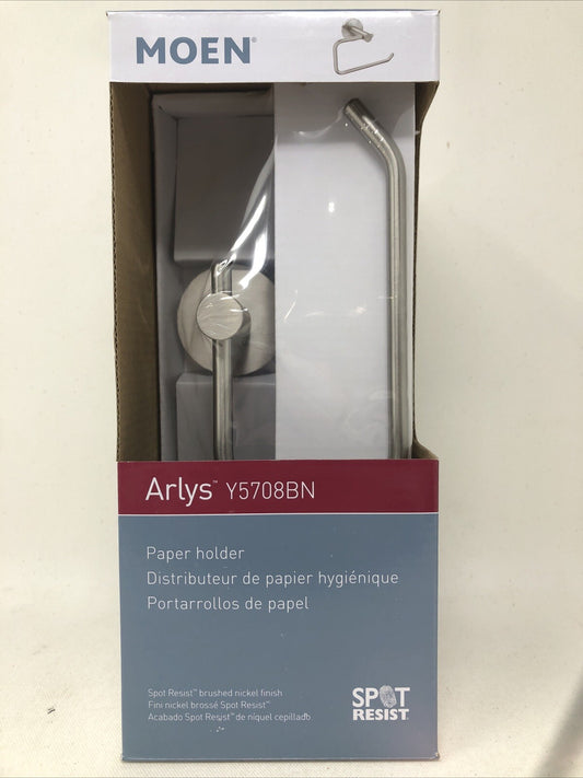 Moen Arlys Brushed Nickel Silver Toilet Paper Holder Y5708BN