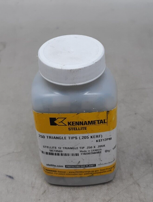 Kennametal 250 Triangle Tips 1000 Pack .205 KERF KST12PM 5073589 Solid Carbide