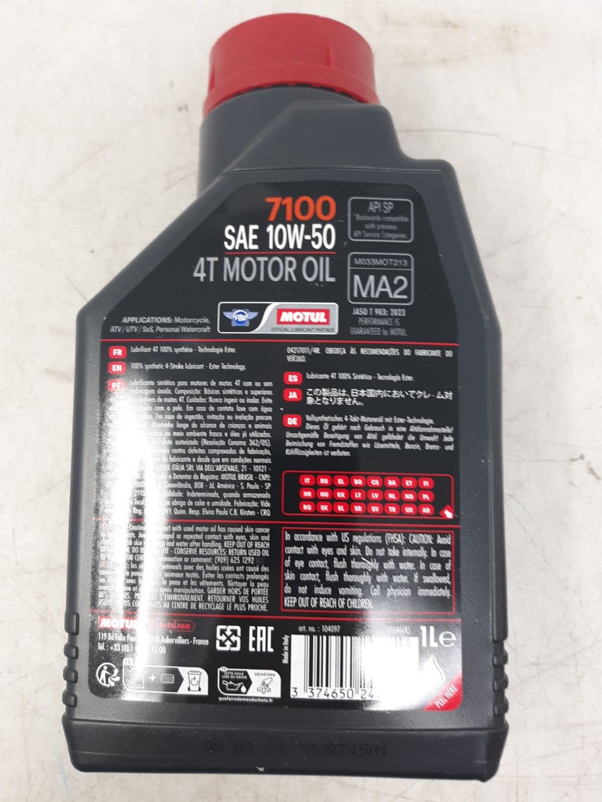 Motul 7100 10W-50 4T Fully Synthetic Motorcycle Oil – Ester-Based (1L)