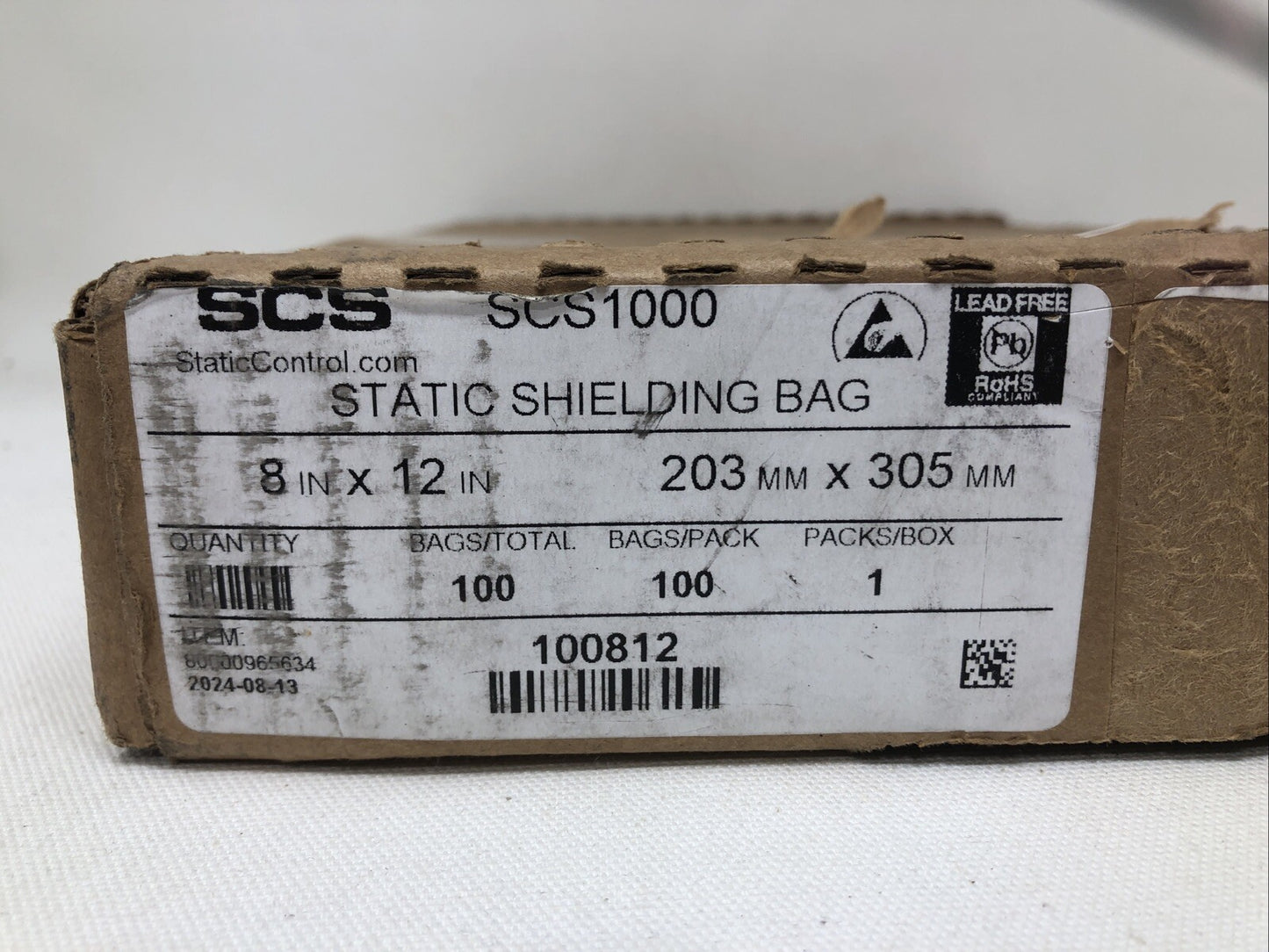 SCS Metal-Out Static Shielding Bag, 8X12in, 203MM X 305MM, 100 BAG BOX