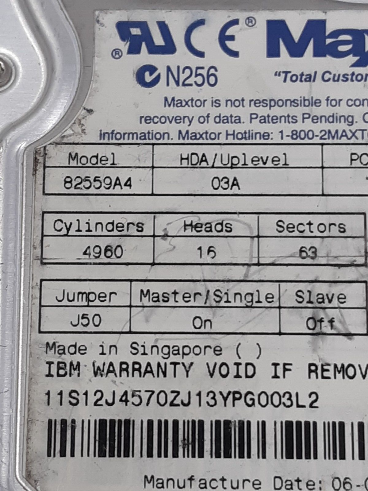 Maxtor 82559A4 2.5GB 3.5" IDE Hard Drive IBM FRU 76H5822