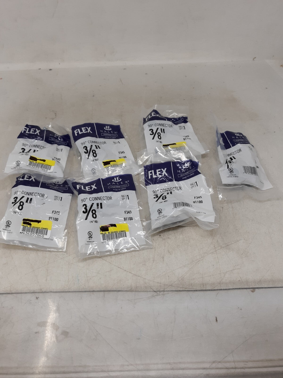Lot Of 7 Halex 3/8in Flex 90degree Connector 91100