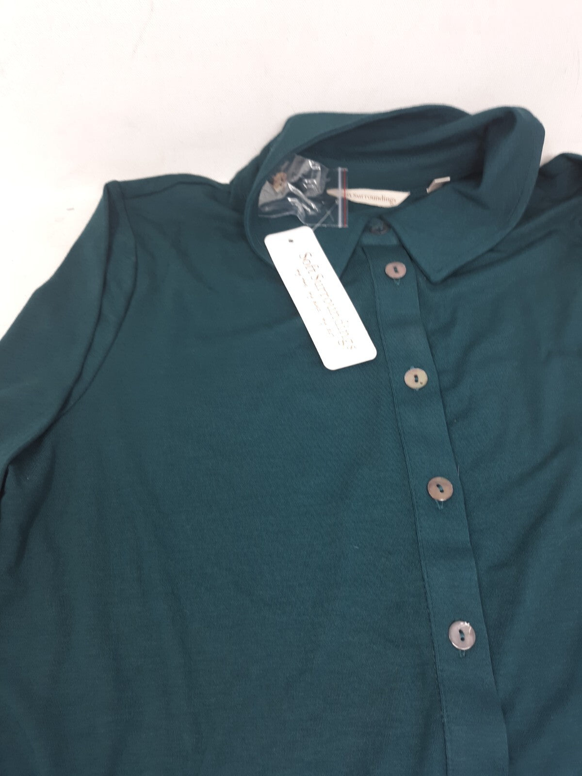Soft Surroundings Shirt Womens 5/6 Teal Green Cettina Tunic Layered Hem