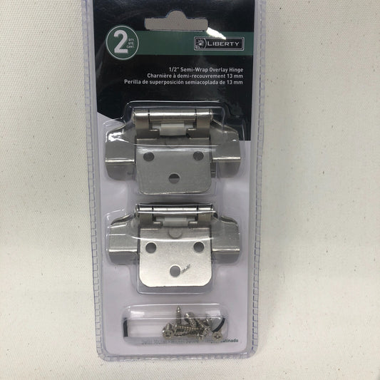 Liberty 1/2" Semi-wrap Overlay Hinge Pair Satin Nickel