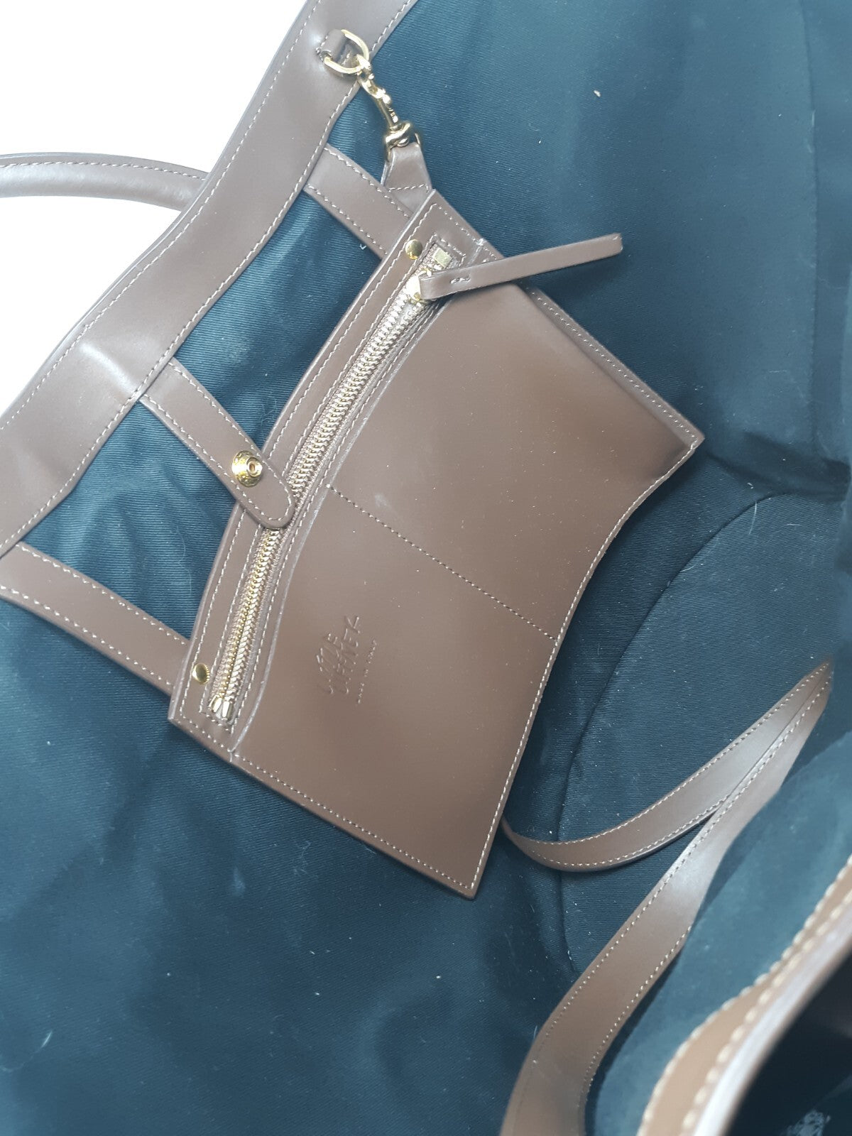 Little Liffner Brown Italian Leather Open Tote with Interior Zip Pouch