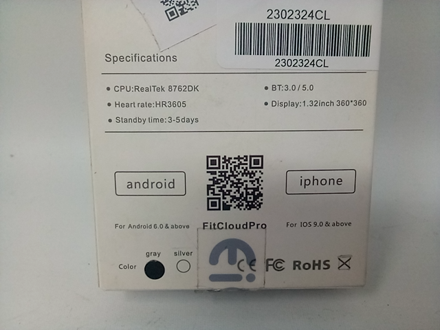 Smart Watch RealTek 8762DK, Gray