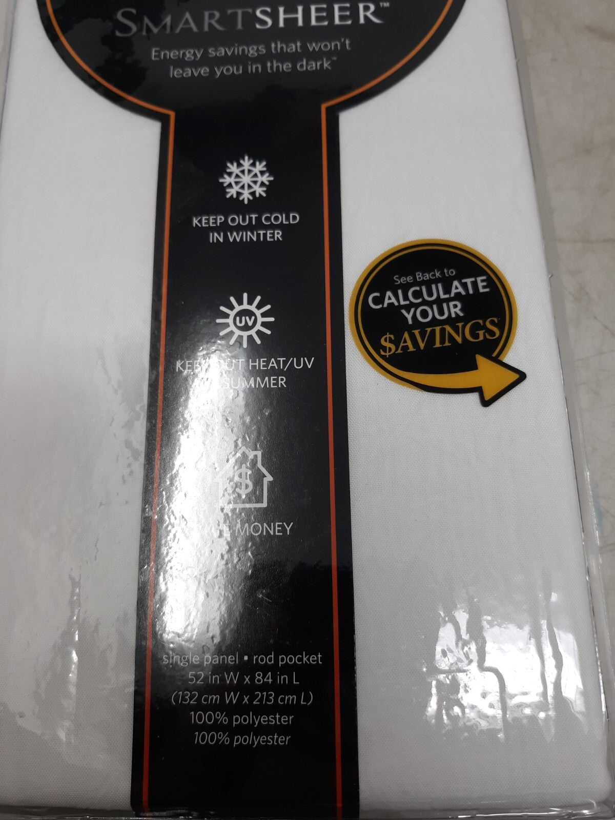 SmartSheer Insulating Window Sheer - 52"x84" White Crushed Voile Thermal Tech