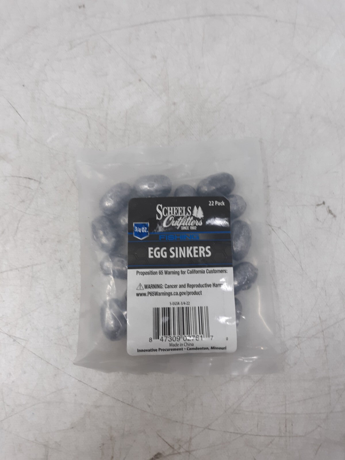 Scheels Outfitters Egg Sinkers 3/4 oz 22 Pack S-EGSK-3/4-22 Lead Weights