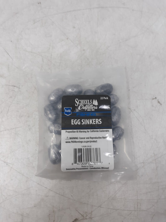 Scheels Outfitters Egg Sinkers 3/4 oz 22 Pack S-EGSK-3/4-22 Lead Weights