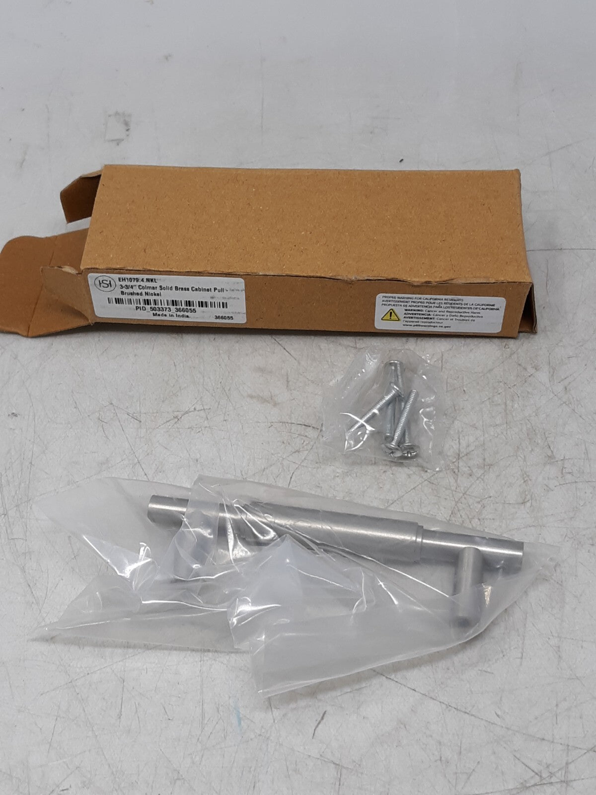 ISI EH1079.4.NKL 3-3/4" Colmar Solid Brass Cabinet Pull - Brushed Nickel