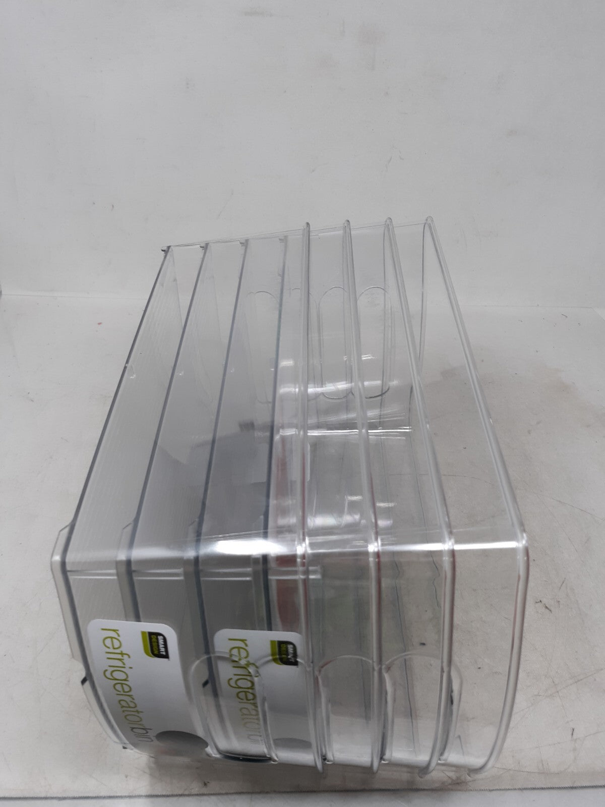 Lot of 4 Smart Design Stackable Clear Refrigerator Storage Bin 8" x 4" x 12"