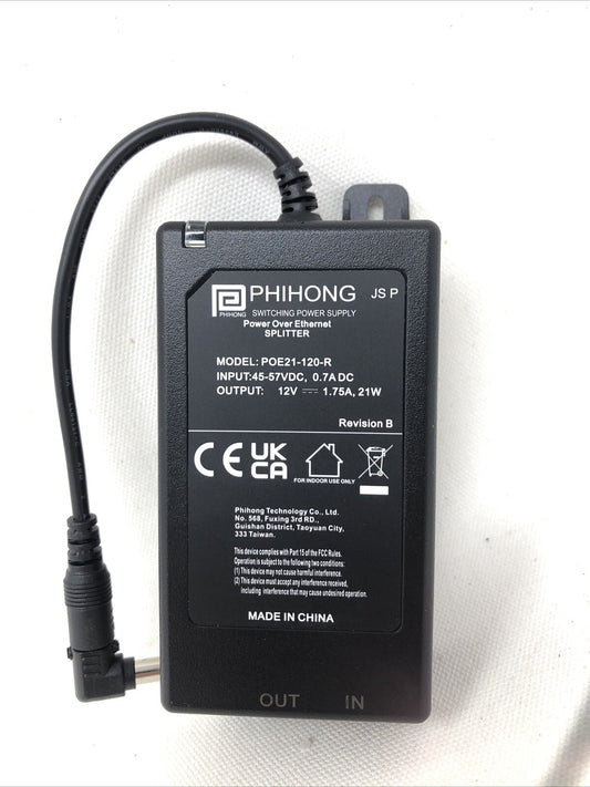 PHIHONG SWITCHING POWER SUPPLY-POWER OVER ETHERNET SPLITTER POE21-120-R 21W/12V