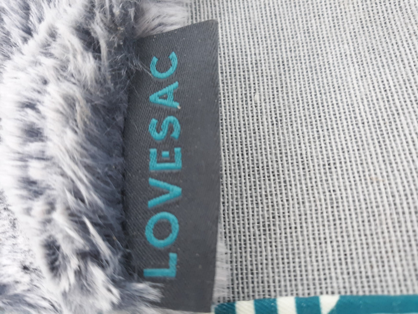 Lovesac Phur Standard Sactional Cover Set Gray Fur & Teal Geometric 1 Piece
