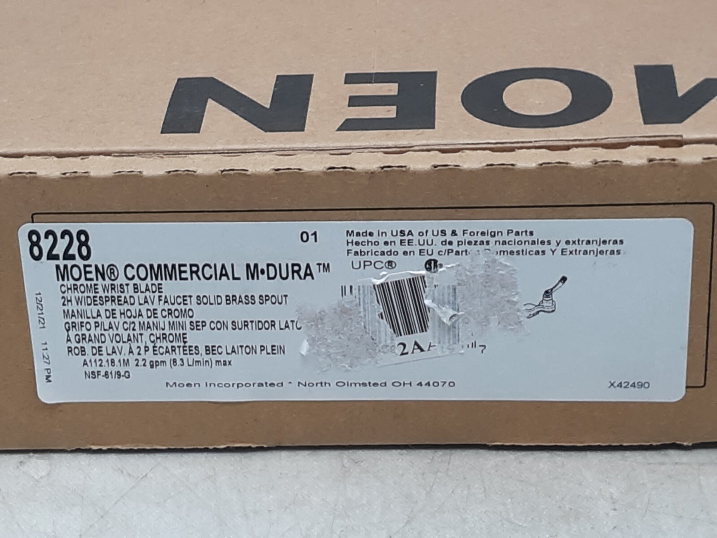 Moen 8228F12 M-DURA Wrist Blade Handle Widespread Bathroom Faucet 1.2GPM