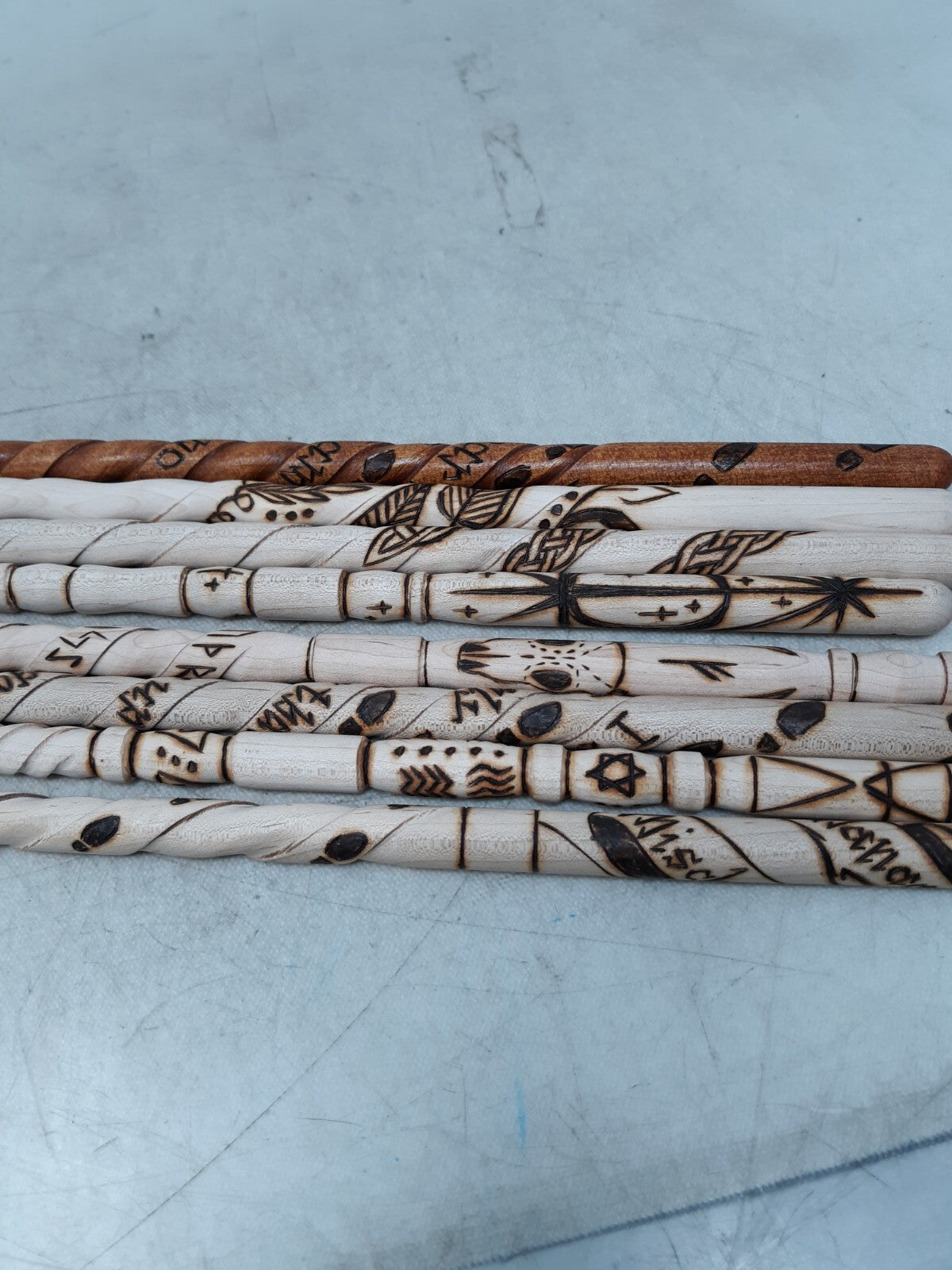Lot of 8 Hand-Turned Wooden Wizard Wands