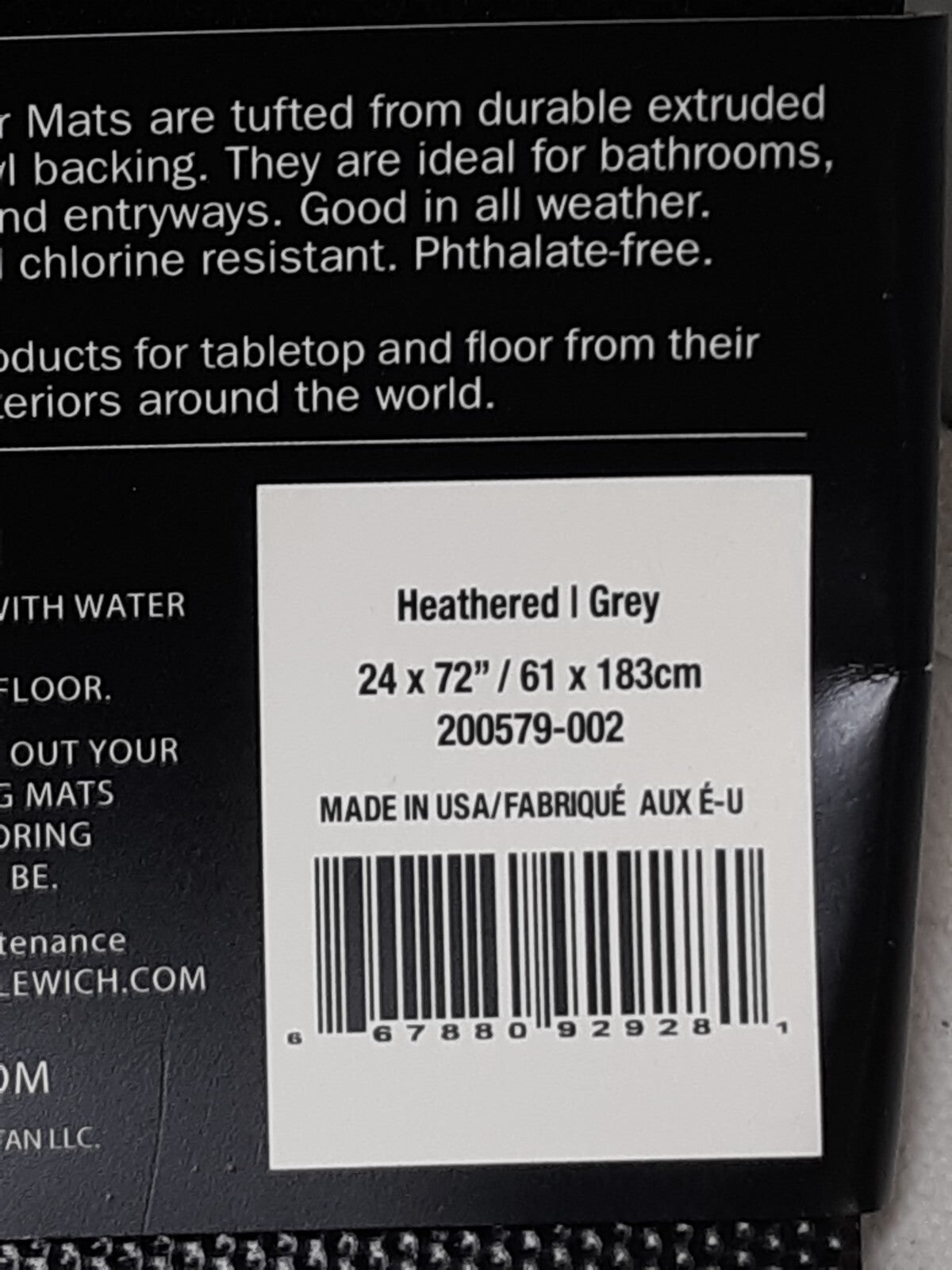 Williams Sonoma Chilewich Heathered Gray Floormat 24" x 72" (2' x 6')