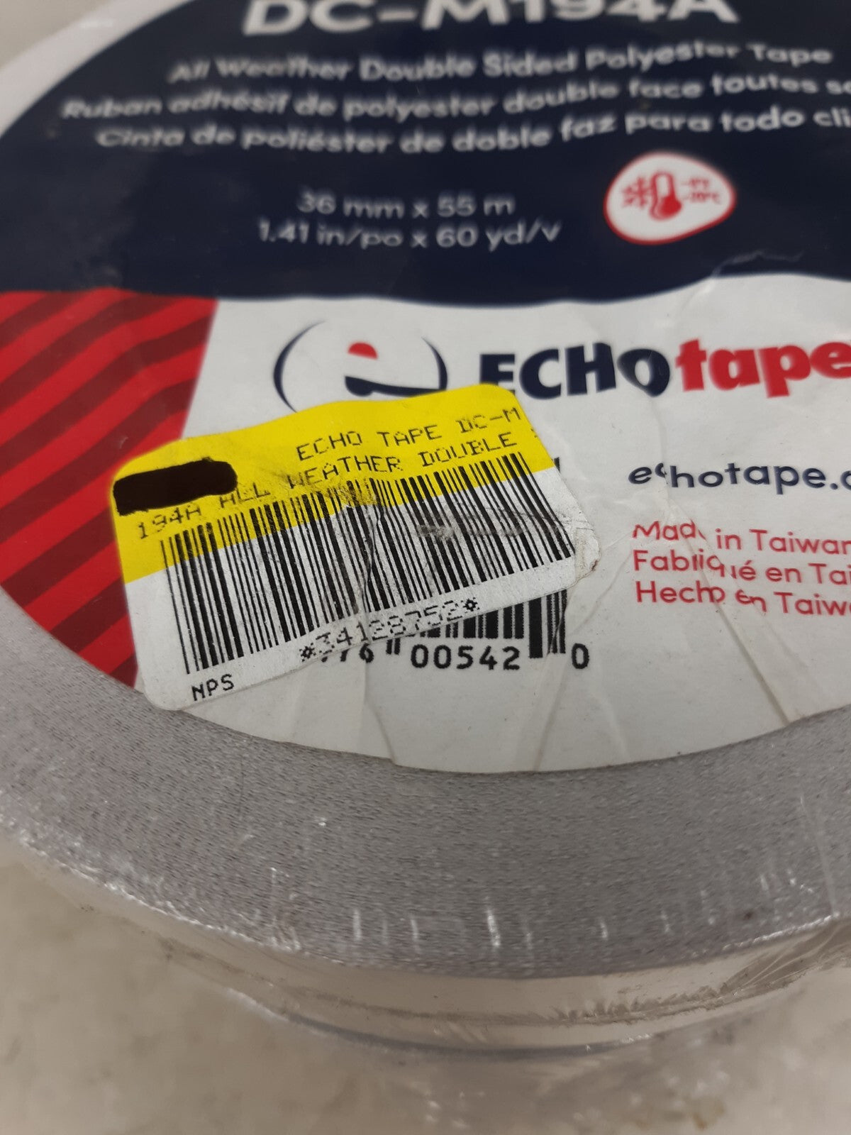 Lot of 3 Echotape All Weather Double Sided 1.41" x 60yds DC-M194A White Adhesive