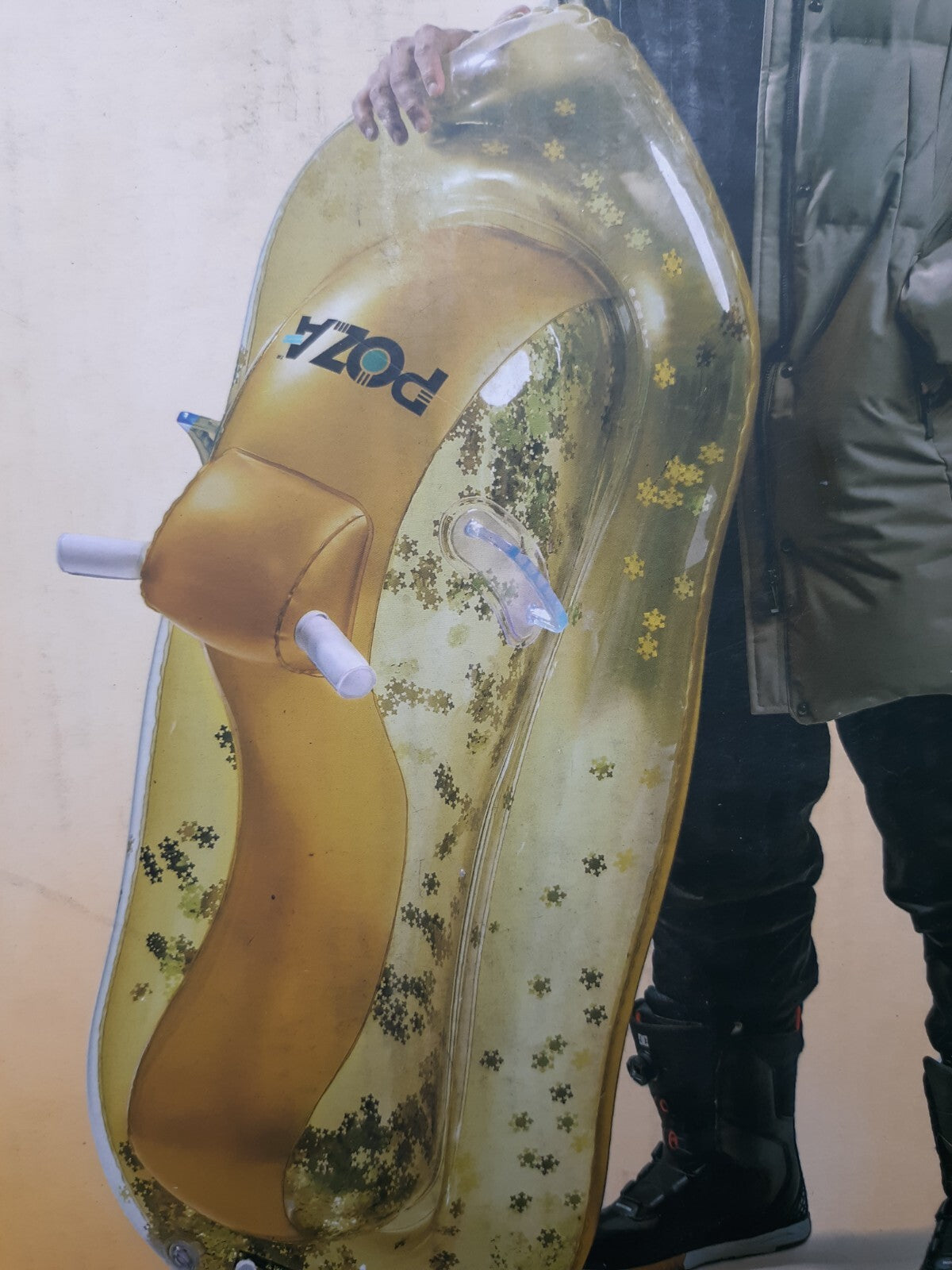 POZA Gold Confetti Snowmobile Inflatable Snow Sled – 51” Heavy-Duty Snow Tube