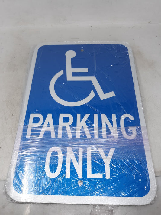 Set of 4 Handicap Parking Only Logo Blue/White Lettering Metal Sign
