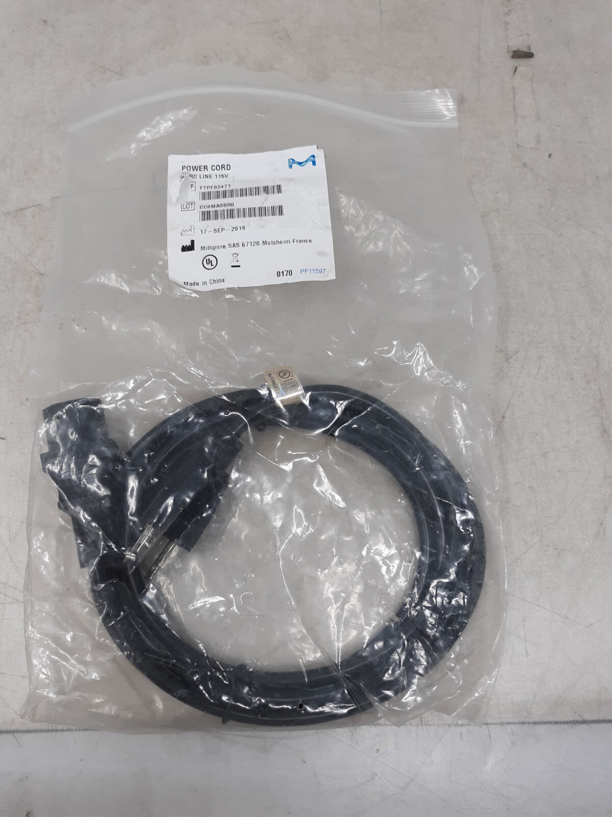 Millipore Power Cord Cord Line 115V FTPF02471 PF11597