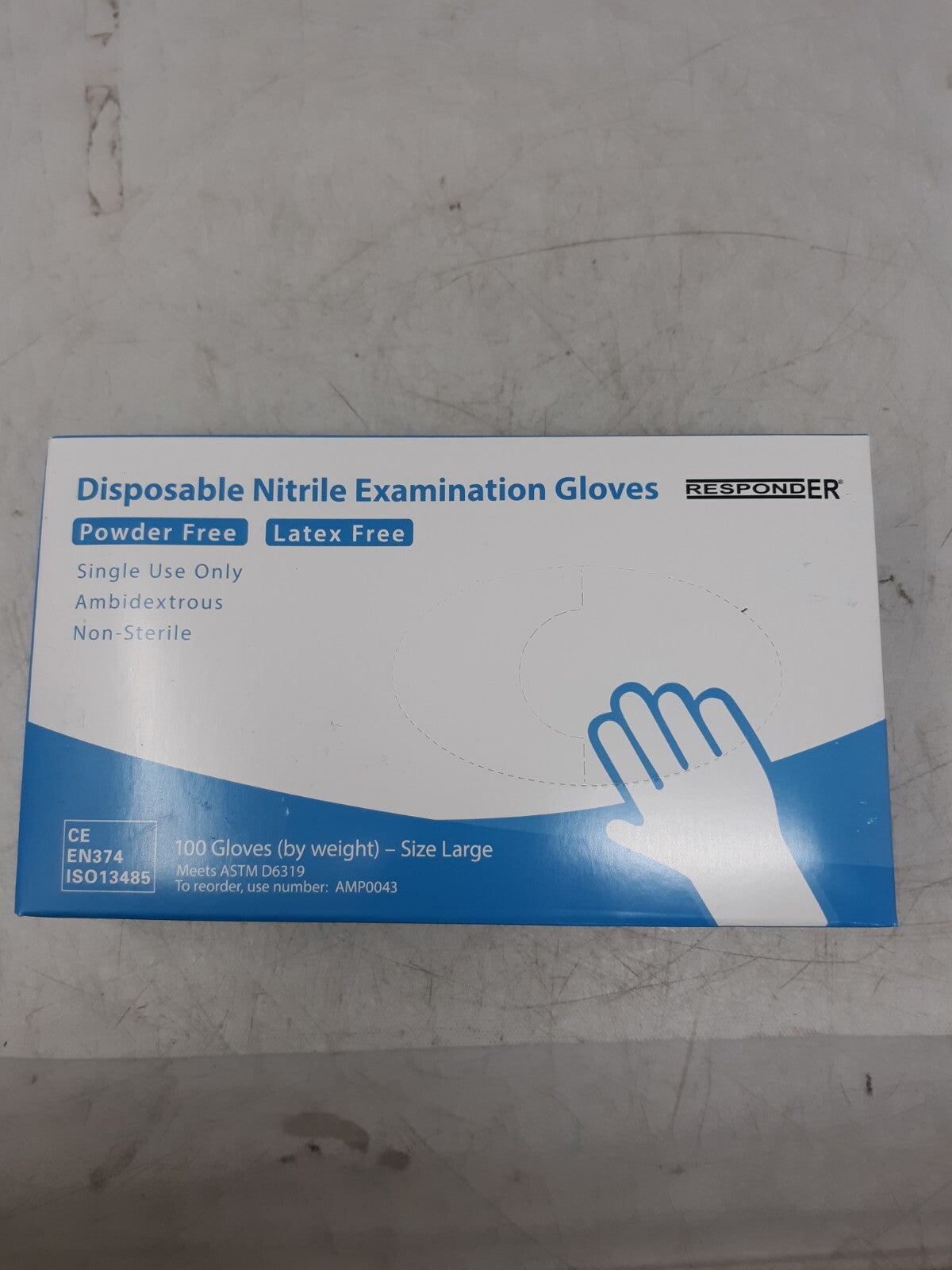 Responder Nitrile Examination Gloves – Powder-Free, Latex-Free, Large, Box of 10