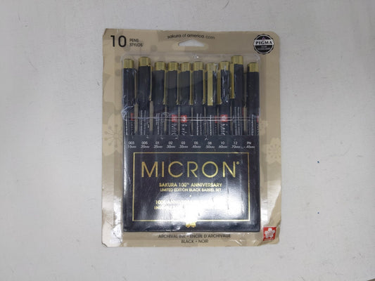 Micron Pigma Sakura 100th anniversary limited edition 10 pens Black Barrel Set