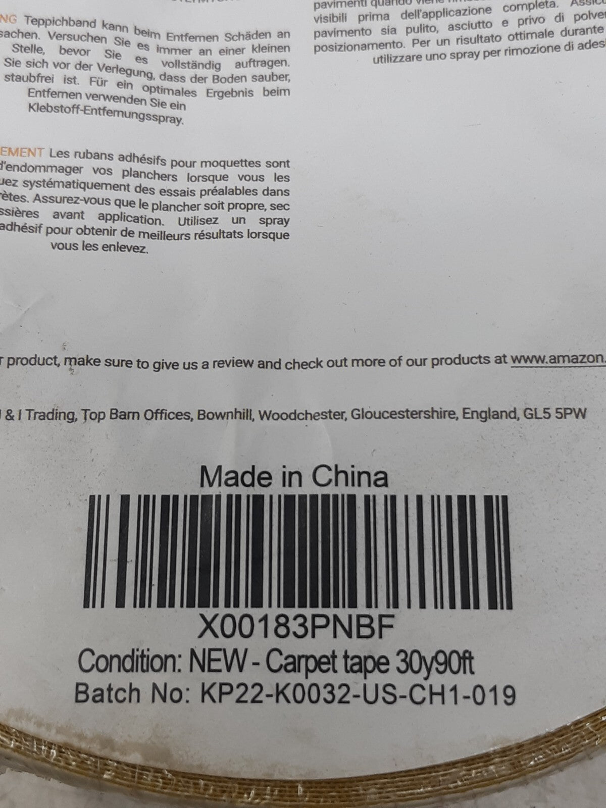 Kraftex Carpet Tape 30yd 90ft Double Sided Rug Adhesive Roll