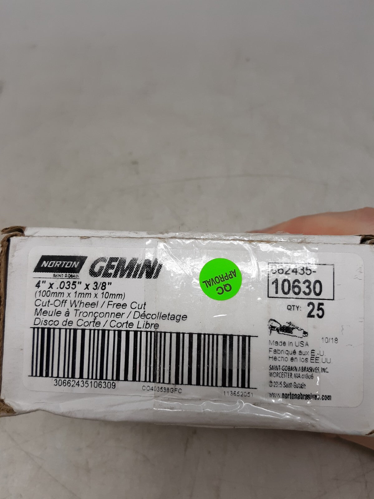 Norton Gemini Cut-off Wheels 4" x .035" x 3/8" Pack Of 25