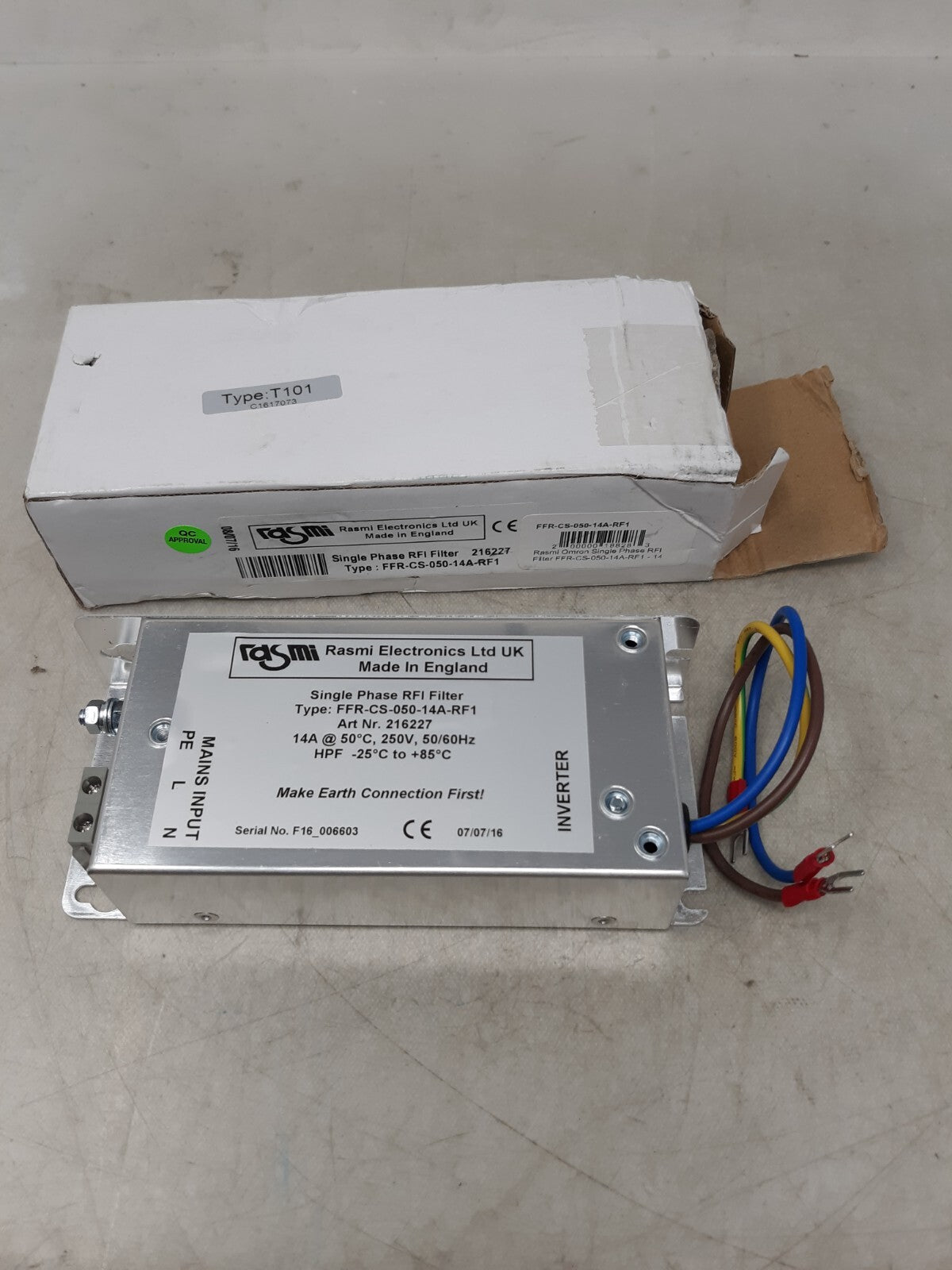 RASMI ELECTRONICS FFR-CS-050-14A-RF1 / FFRCS05014ARF1 RFI Filter Single Phase
