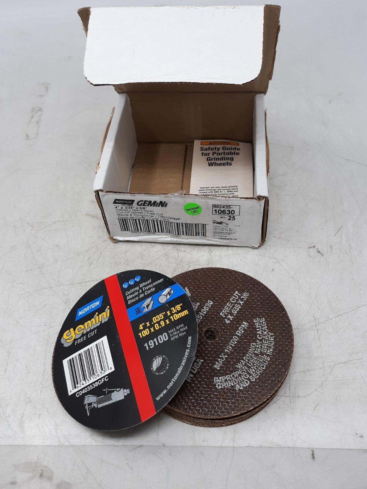 Norton Gemini Cut-off Wheels 4" x .035" x 3/8" Pack Of 25