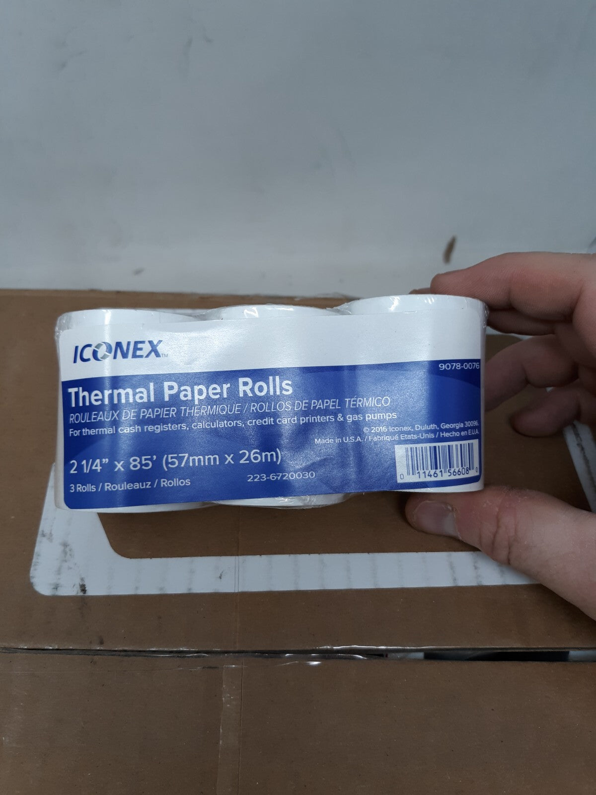 (23pk)Iconex Direct Thermal Printing Paper Rolls 2.25" x 85’ White 3pc 9078-0076