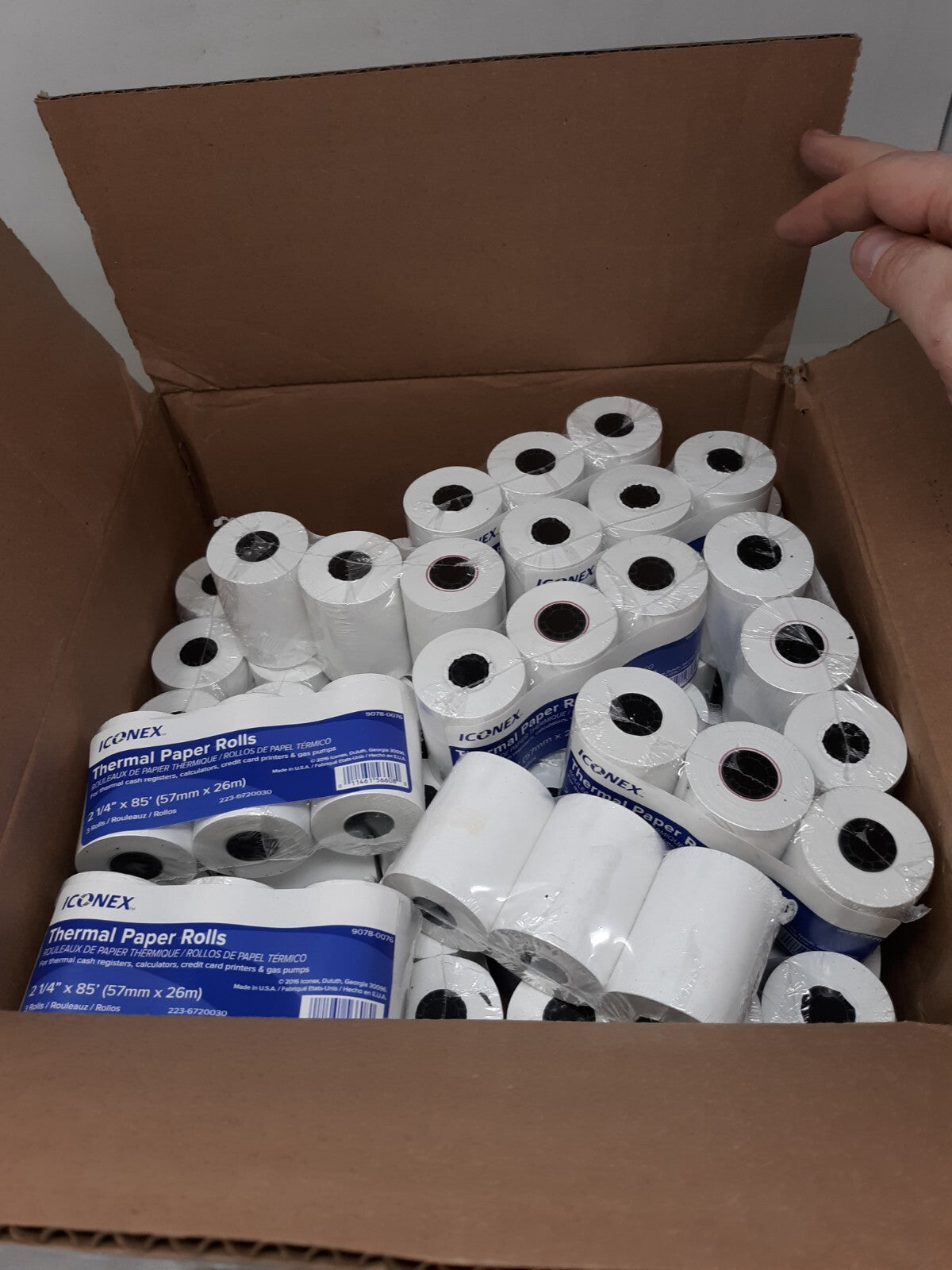 (23pk)Iconex Direct Thermal Printing Paper Rolls 2.25" x 85’ White 3pc 9078-0076