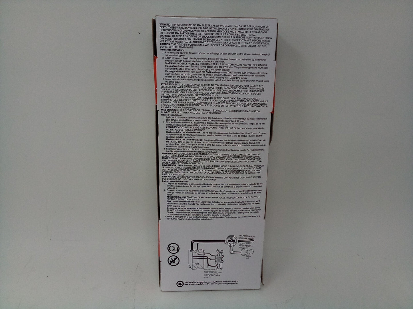 Pass & Seymour TradeMaster Legrand Single Pole Light Switch 15amp 10pk