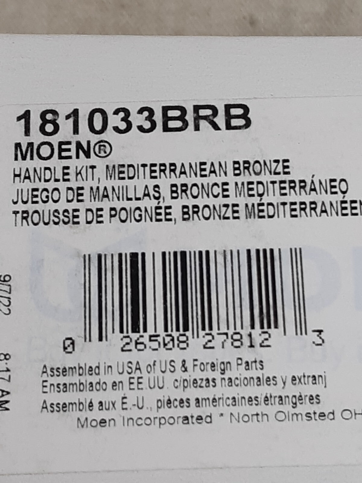 MOEN Hensley 181033BRB Handle Hub Kit