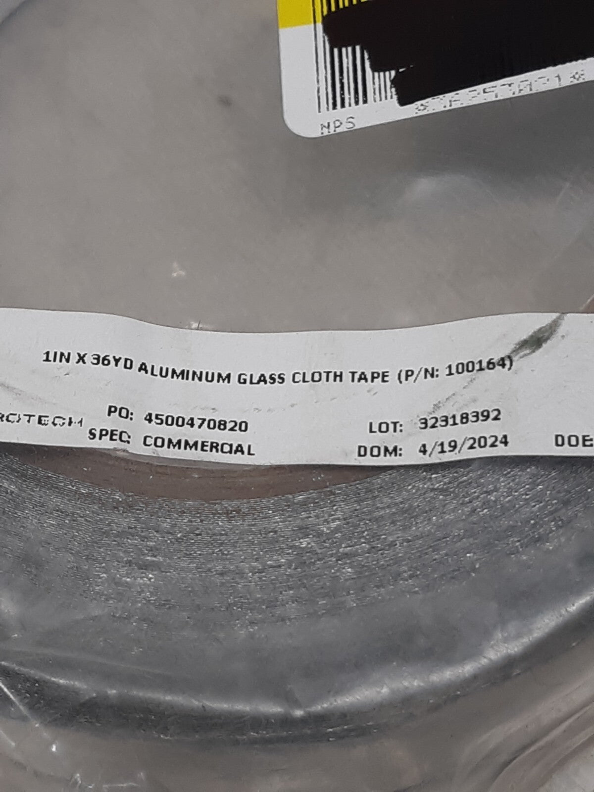 Silver Aluminum Foil Glass Cloth Tape Hi Temp 1" x 36yds. (1 roll)