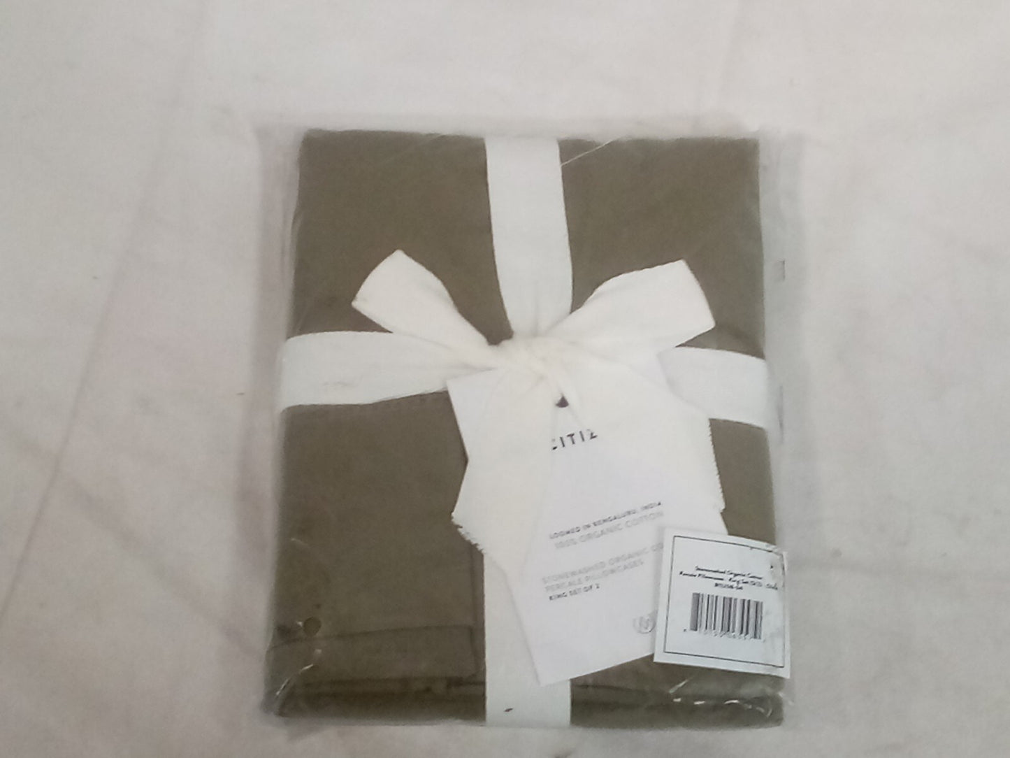 Stonewashed Organic Cotton Percale Pillowcase - King Set Olive Set of2 B15208-04