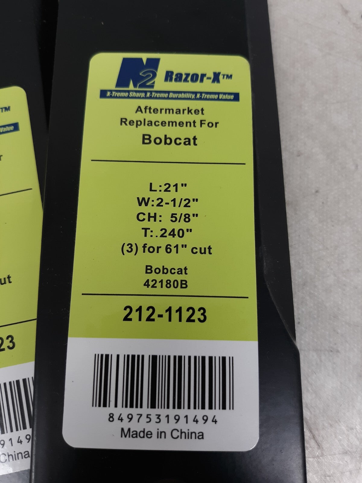 Lot of 3 N2 Razor-X Blade for 61" Cut Replaces Bobcat 42180B