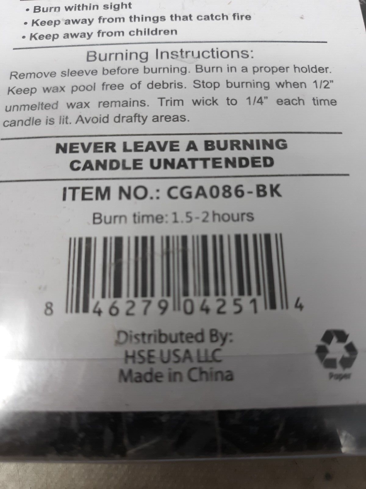 Mega Candles - Unscented 4" Chime / Spell Taper Candles - Black, Set of 20