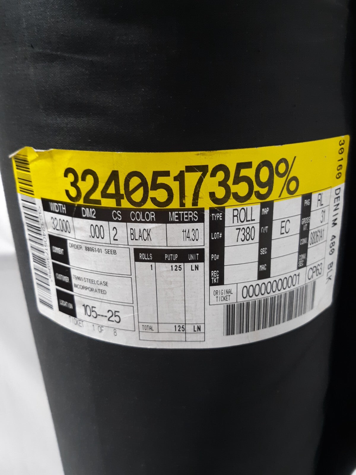 Black Denim Fabric Roll 125-Yards 32 Inches Width