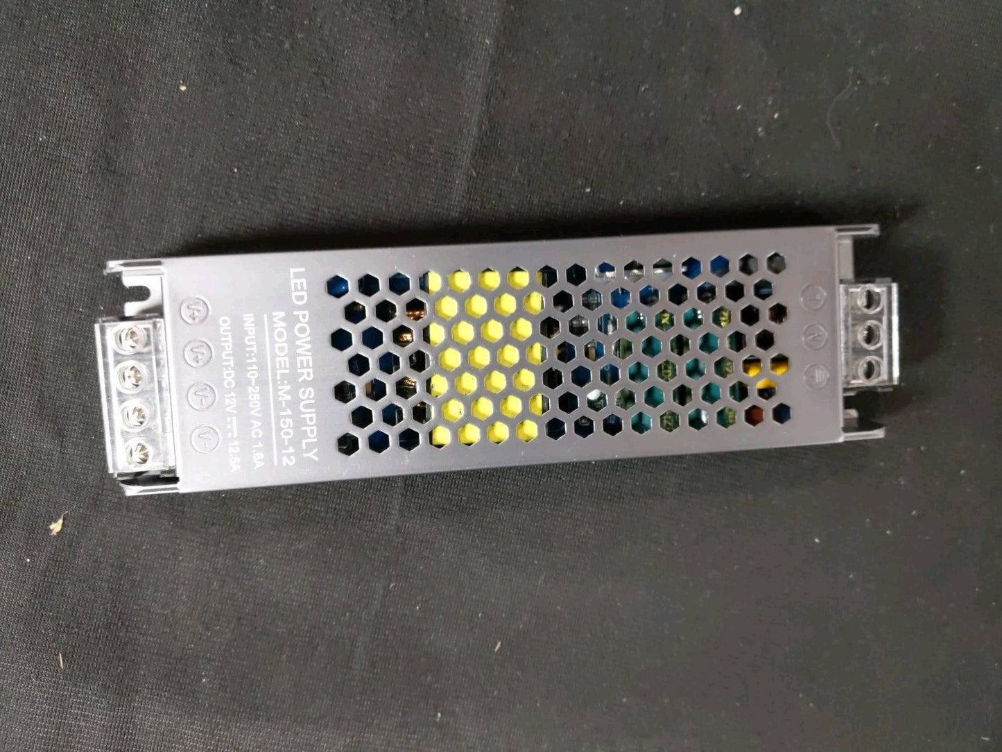 Thin LED Power Supply M-150-12 Input: 110~250V AC 1.6A Output: DC 12V _-- 12.5A