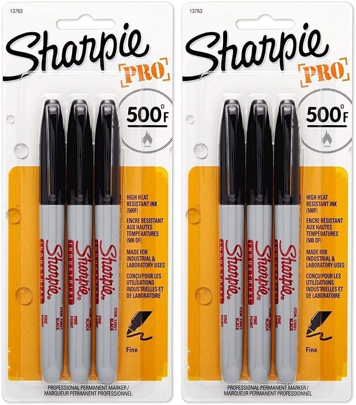 Sharpie 13763PP Industrial Fine tip Permanent Markers, Black - 2 Packs of 3