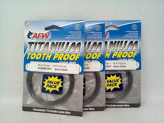 Lot of 3 American Fishing Wire AFW STI050B-50FT Titanium ToothProof  Single Stra