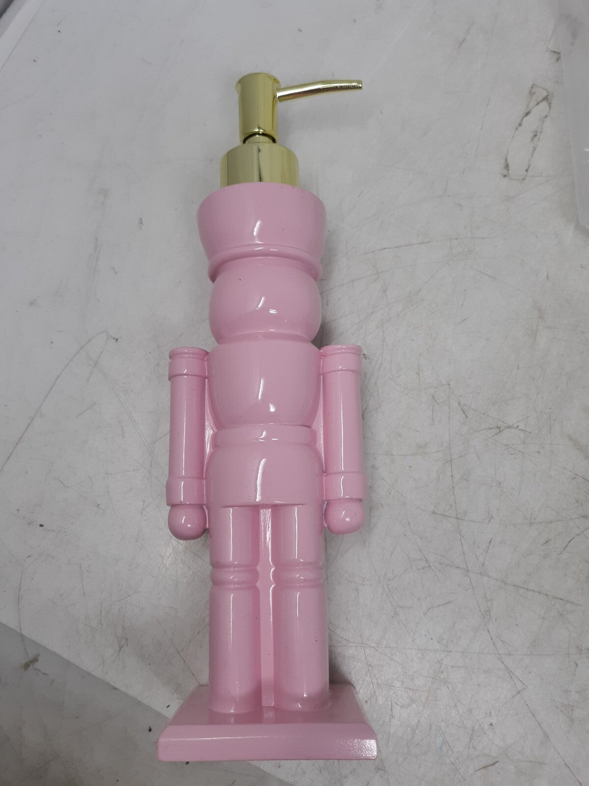 Pink Nutcracker Soap Dispenser - Holiday Décor, Gold Pump, Ceramic