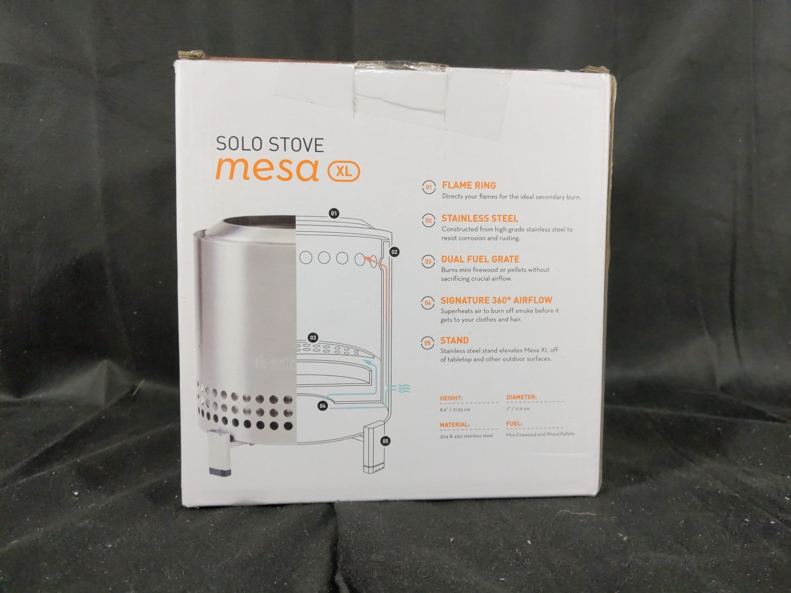 Solo Stove Mesa XL 7" Tabletop Fire Pit with Stand - Stainless Steel - NEW