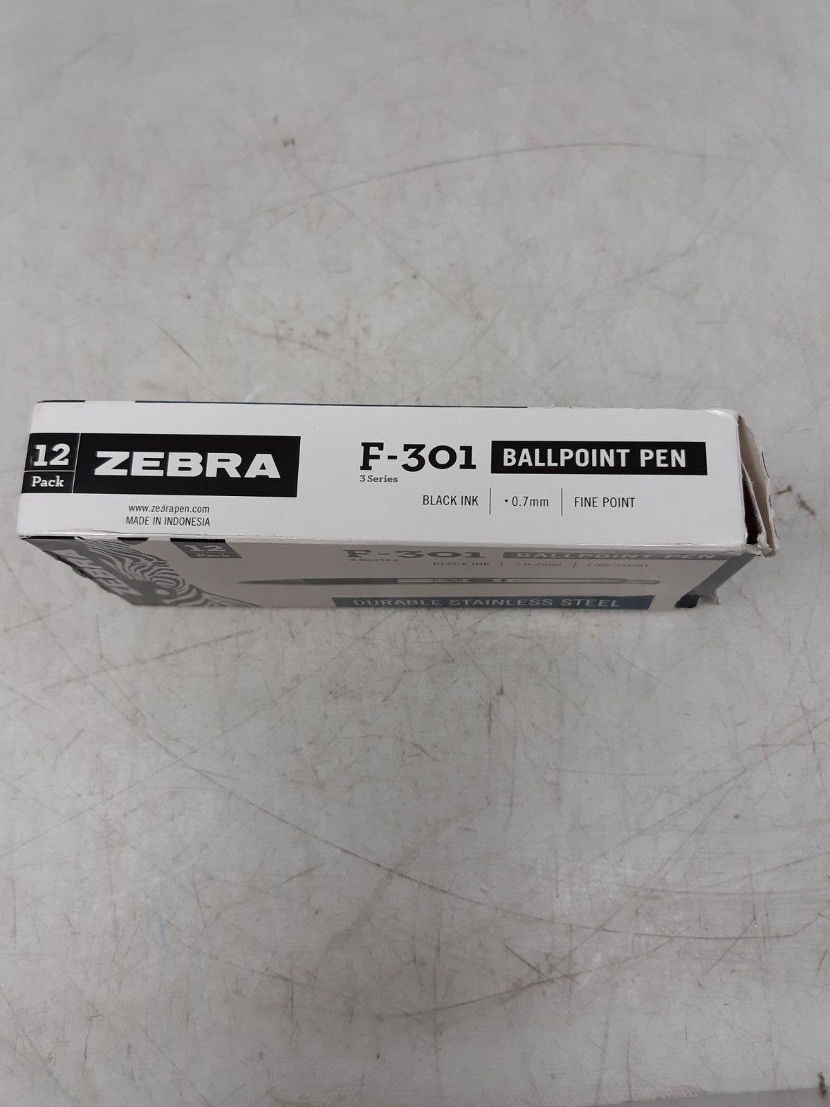 Zebra F-301 Ballpoint Stainless Steel (Black) 1 Count (Pack of 12), Black