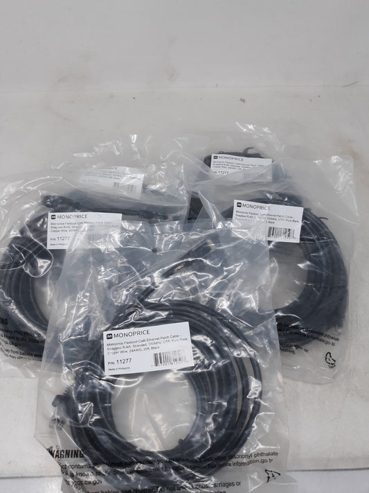 Lot of 5 Monoprice 11277 Black 20ft Patch Cord 550 Mhz Category 6 (UTP)